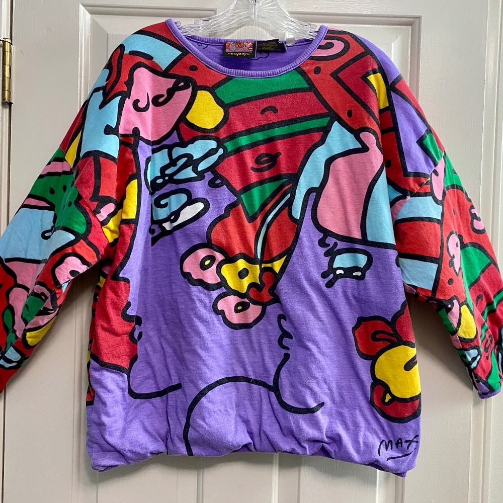 RARE 1987 Vintage Peter Max Neomax double sided/reversable puffy sweatshirt